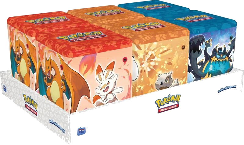 Pokemon Stacking Tins: Fighting-Fire-Darkness Display
