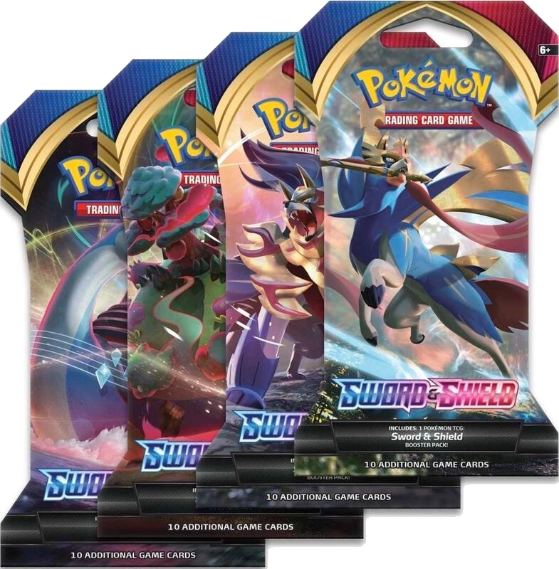 Sword And Shield Base Set Sleeved Booster Pack Art Bundle [Set of 4]