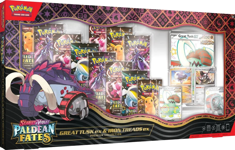 Paldean Fates Great Tusk ex & Iron Treads ex Premium Collection